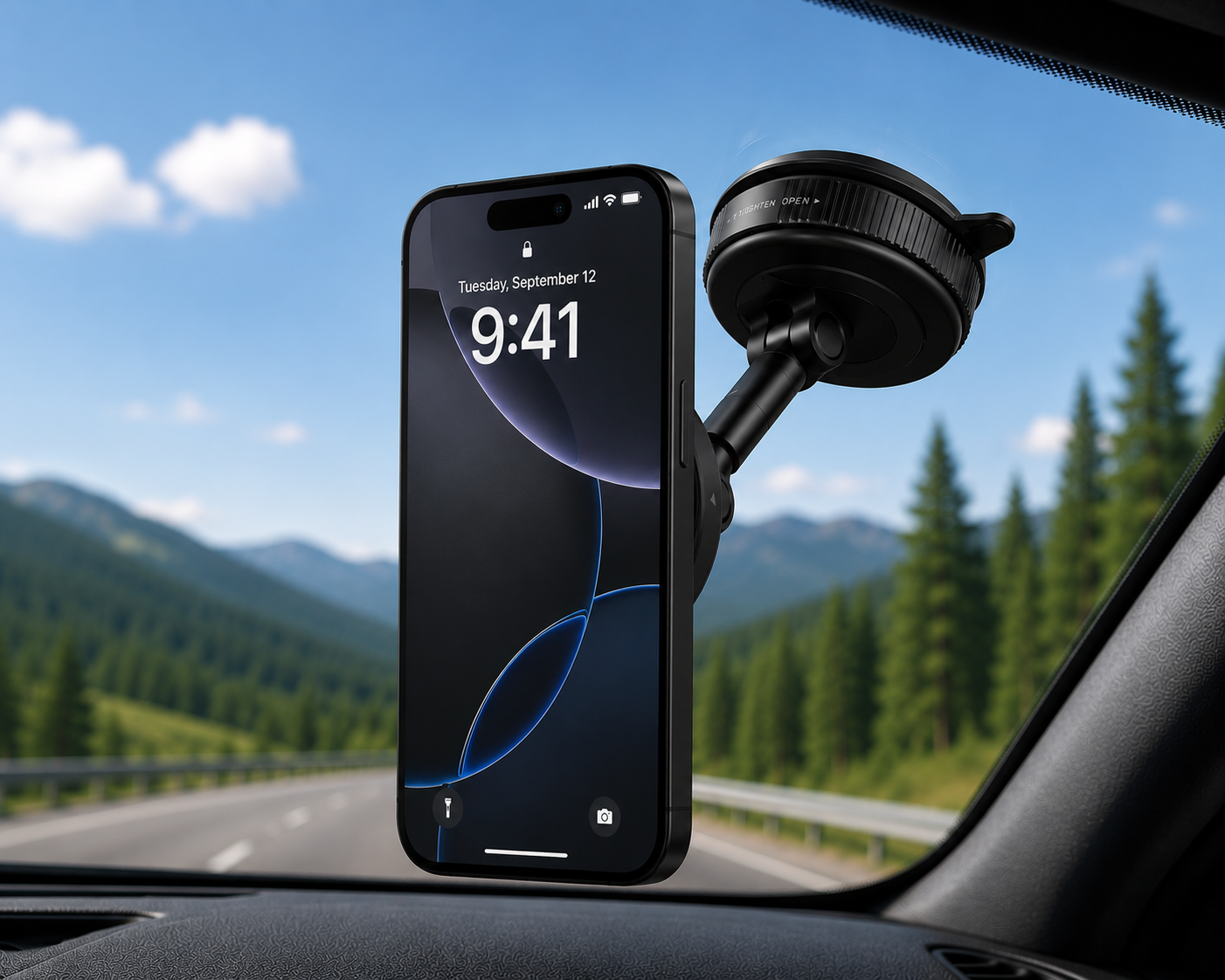 MagSnap™ MagSafe Car Mount – 360° Adjustable Magnetic Phone Holder with Suction Mount