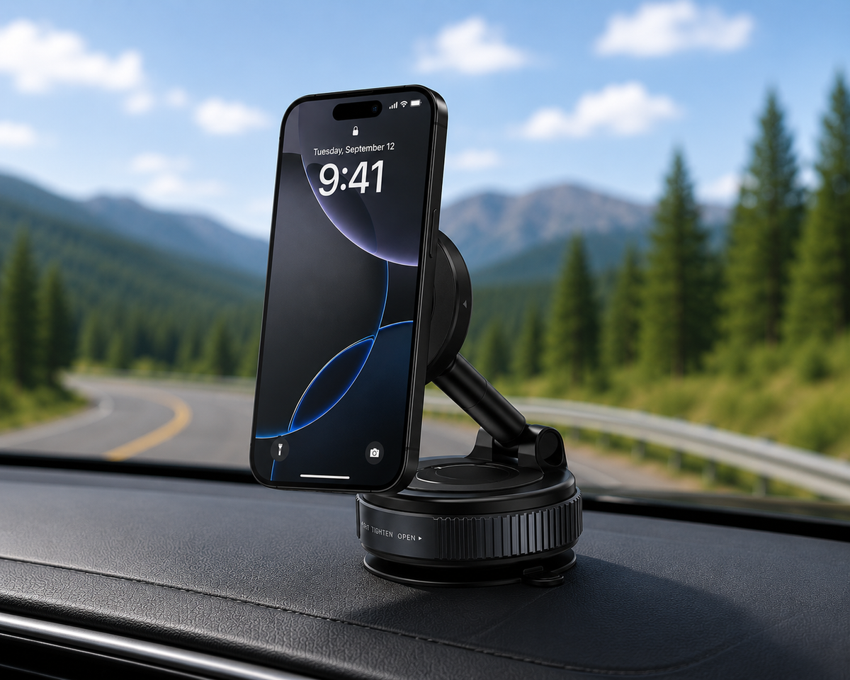 MagSnap™ MagSafe Car Mount – 360° Adjustable Magnetic Phone Holder with Suction Mount